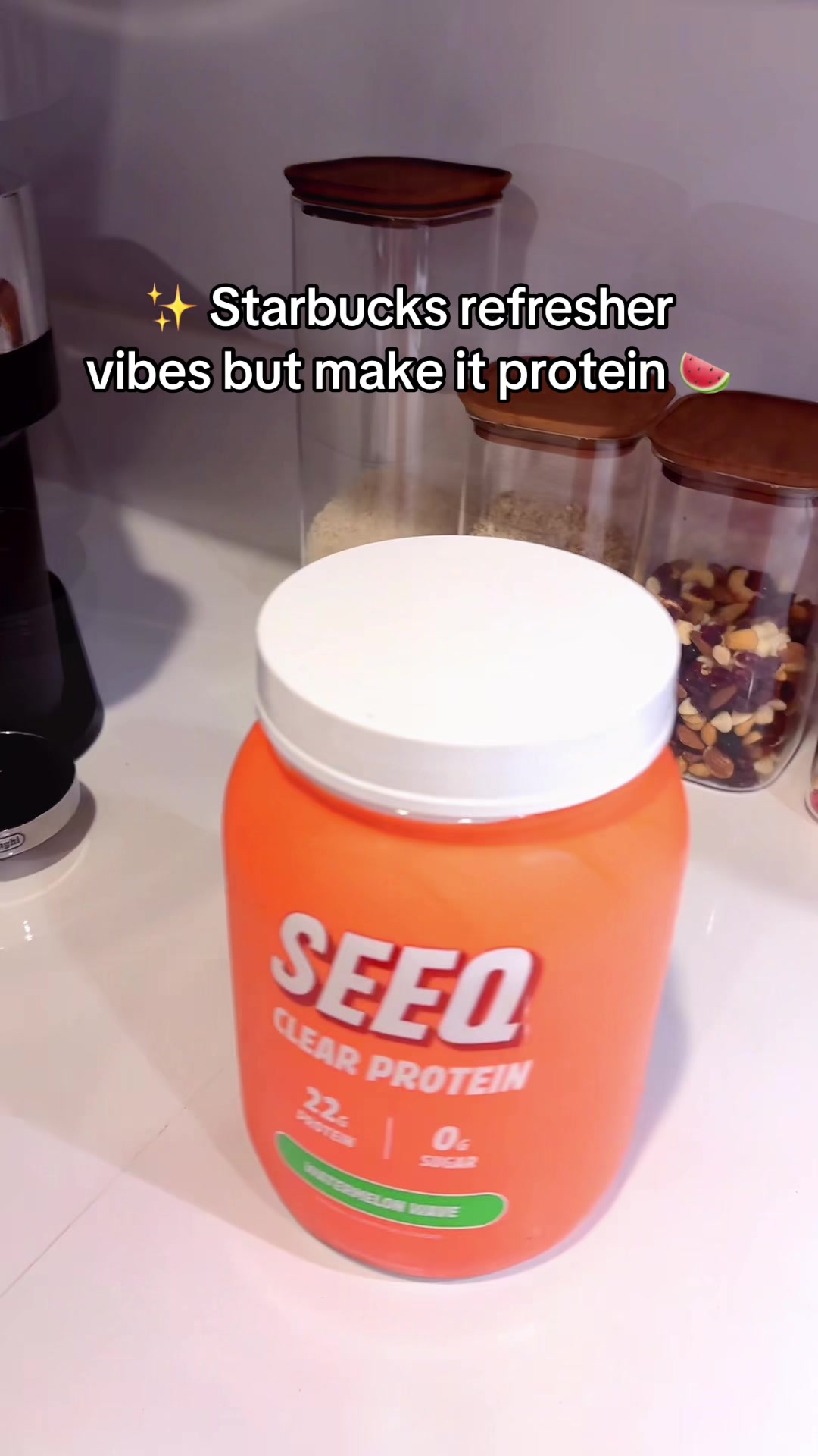 TikTok post by @momwithambition for SEEQ SUPPLY. Caption reads: [...] but made it protein🍉💦 @SEEQ SUPPLY....
