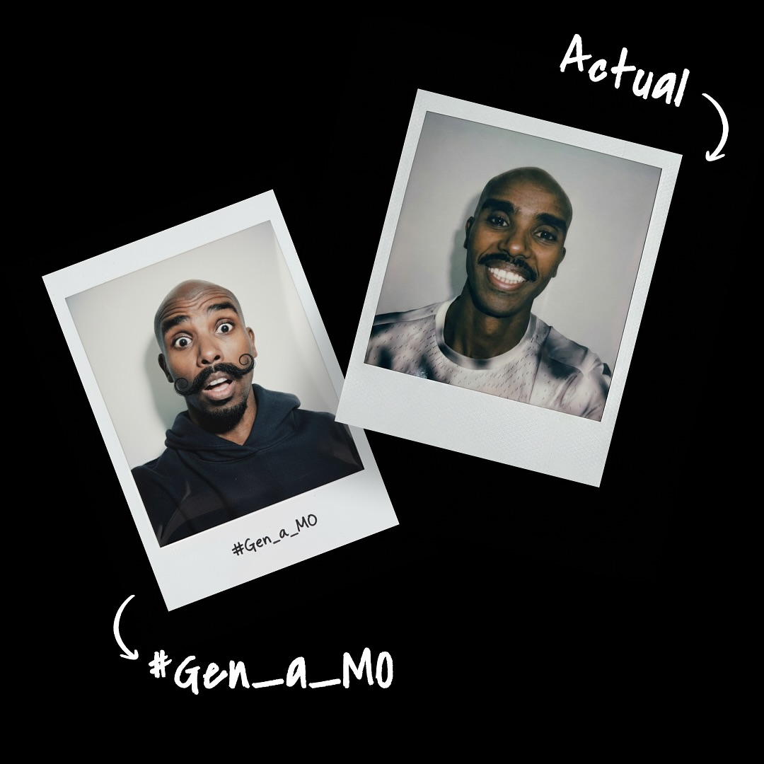 Instagram post by @sirmofarah for Movember. Caption reads: [...] we all raised an incredible £1M for....