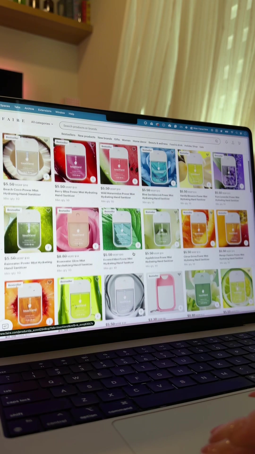 TikTok post by @_rosetanaka for Touchland. Caption reads: For the corporate girlies planning holiday gifts ✨....