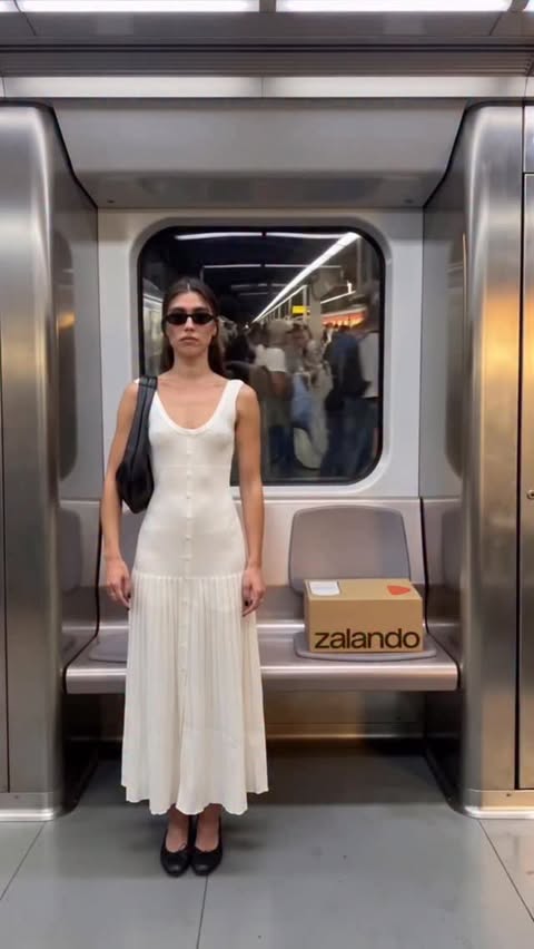 Instagram post by an influencer for Zalando. Caption reads: [...] day? The journey is the look @zalando 🚇 ad*.
