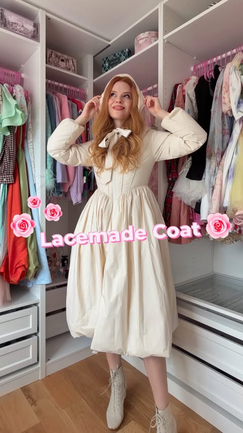 Instagram post by @ticija for Lacemade. Caption reads: @lacemadeofficial coats are my forever favourites....