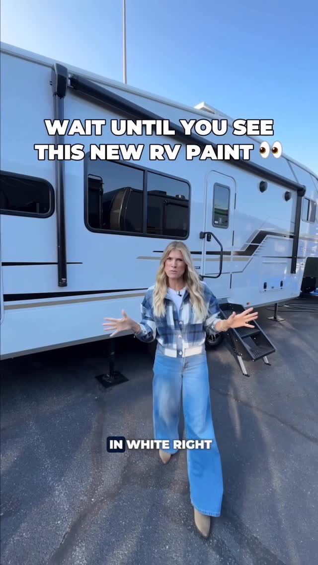 Instagram post by @trishsuhr for Camping World. Caption reads: finally, RVs with actual personality 👏.