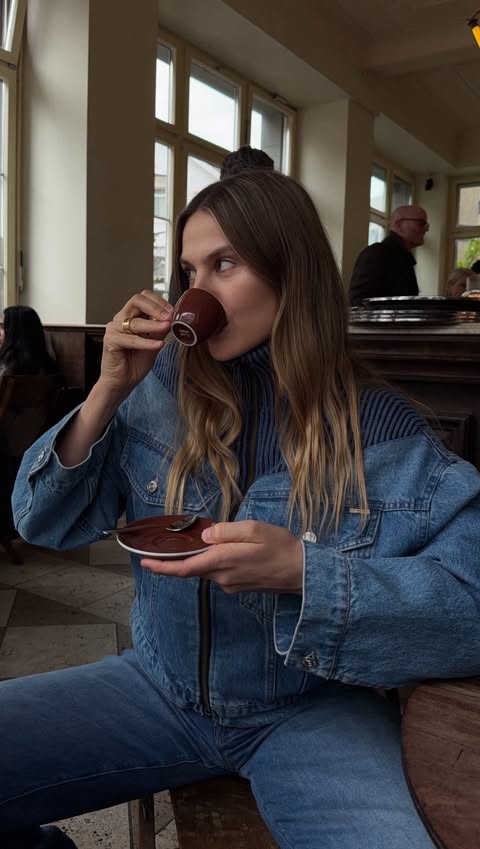 Instagram post by @alessawinter for Mother Denim. Caption reads: Anzeige Double denim kind of day wearing @mother....