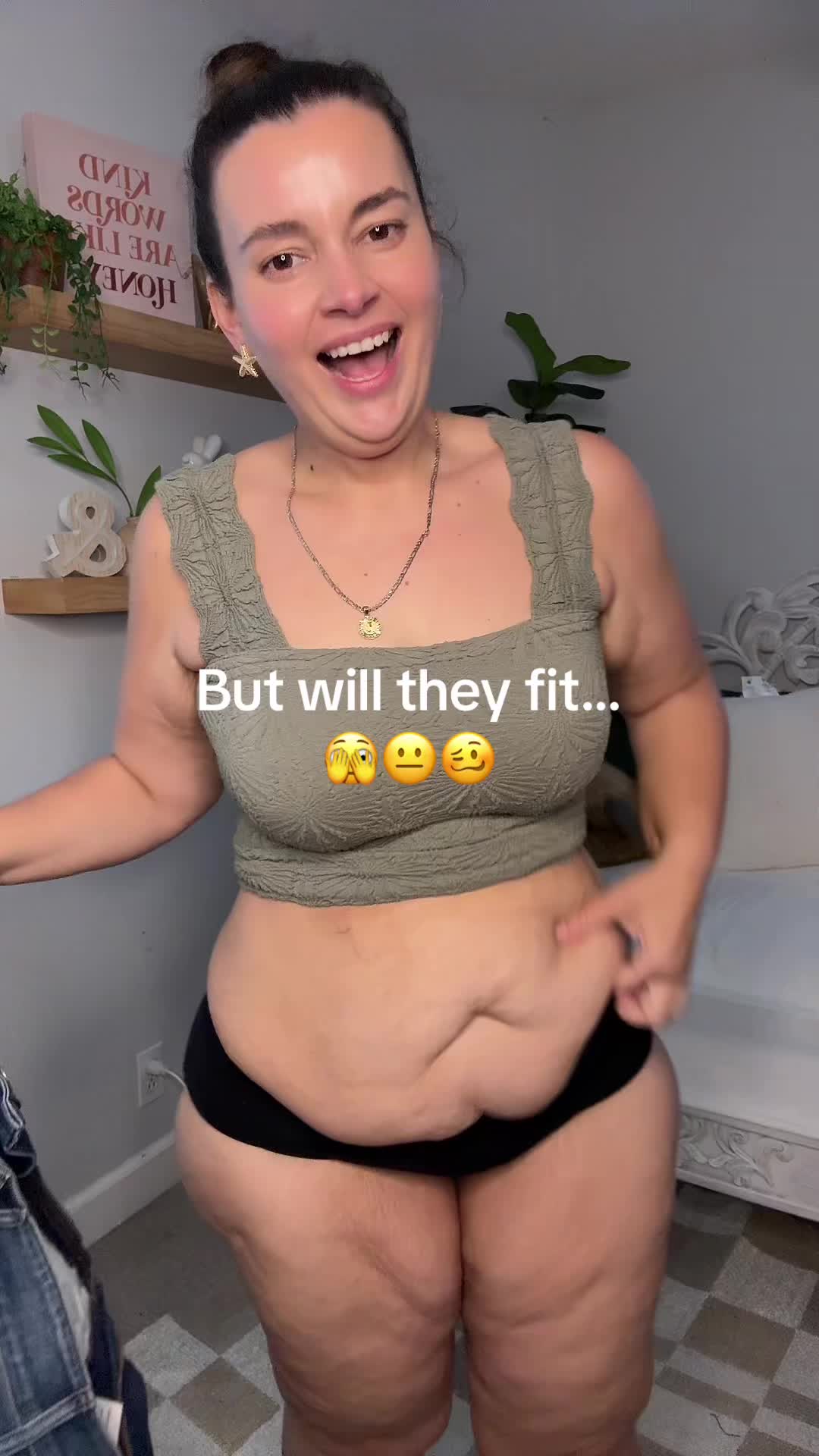 TikTok post by @as_told_by_lisa for Emma Lous Boutique. Caption reads: Do these Judy blue jeans fit women with apron....