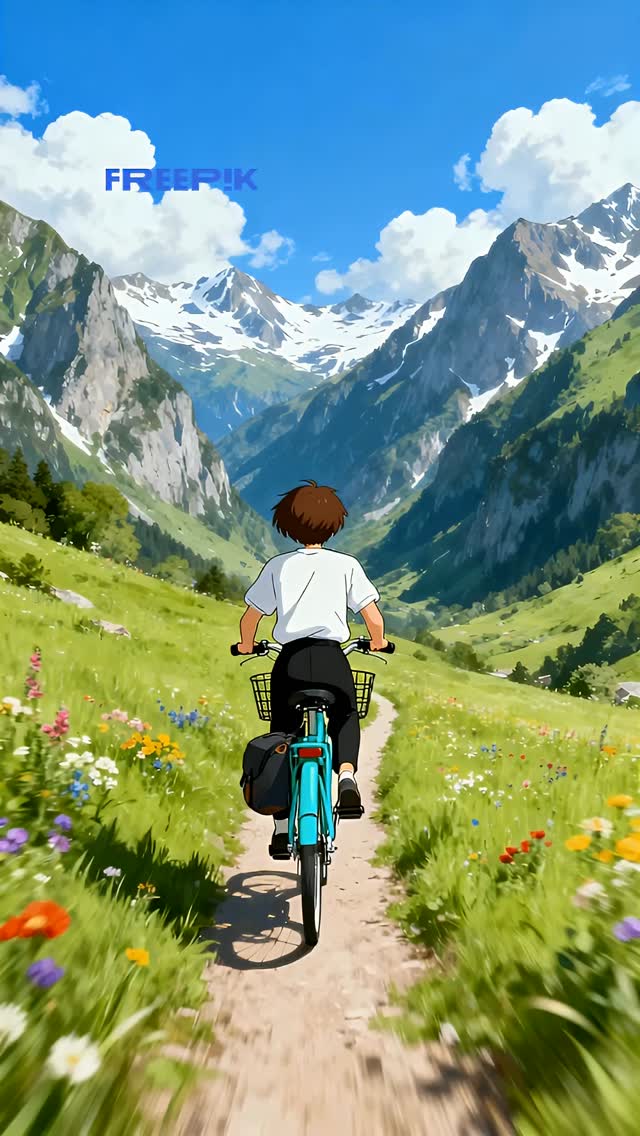 Instagram post by @skysparxx for Freepik. Caption reads: [...] the sky 🚴‍♂️⛰️ . . . Created using @freepik....