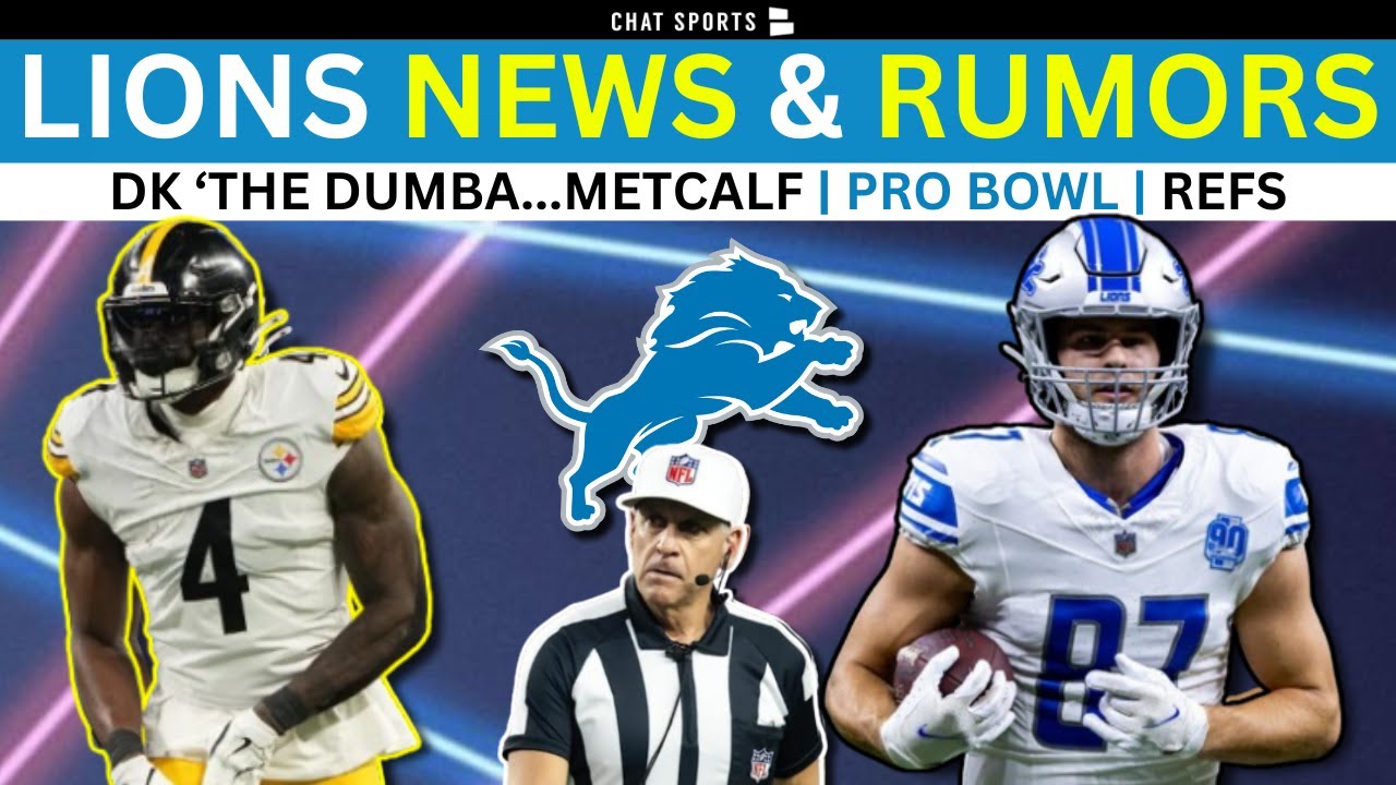YouTube post by @LionsToday for Omaha Steaks. Caption reads: Lions News: Refs SCREWED The Lions? DK Metcalf....