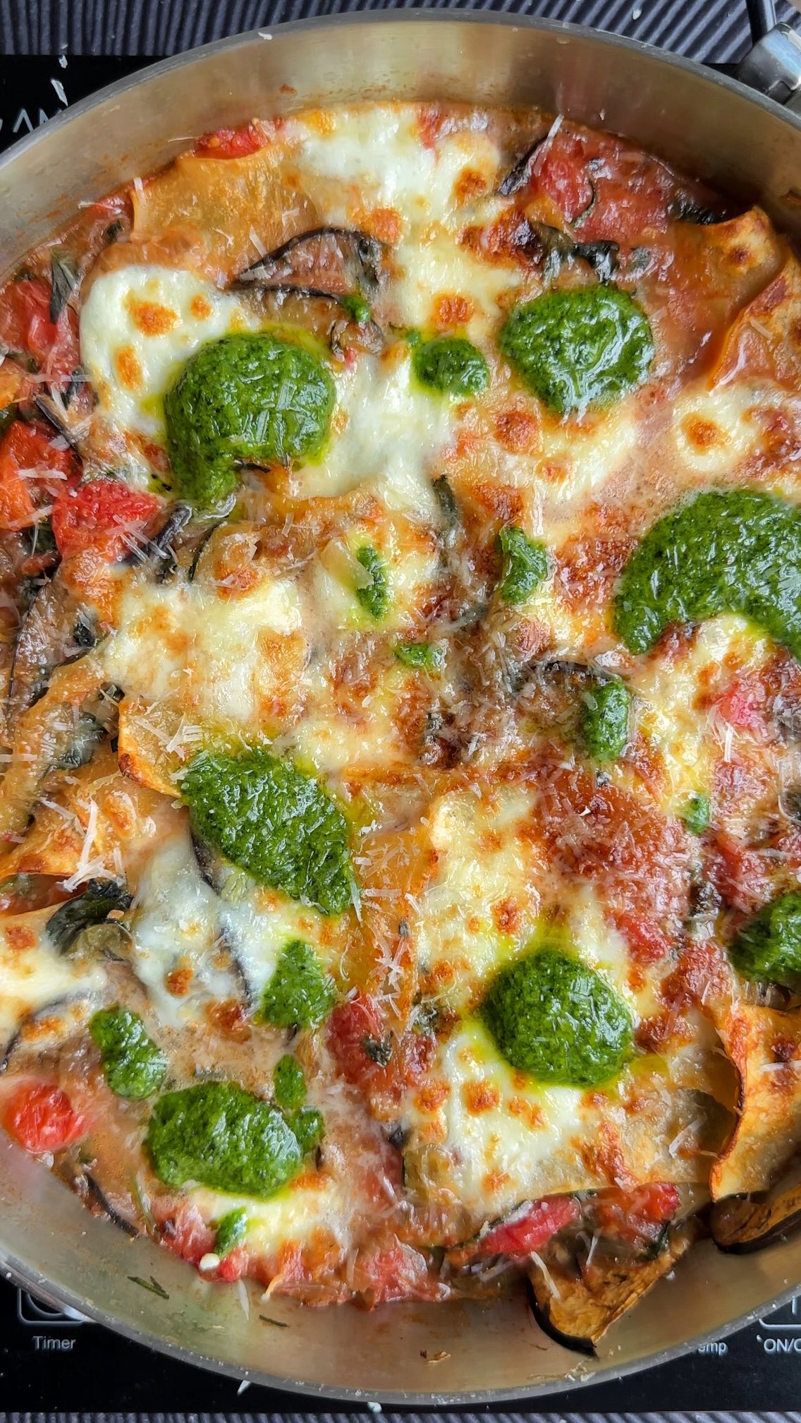 Instagram post by @sophiethenutritionist for Joseph Joseph. Caption reads: one pan veggie pesto lasagne / ad....