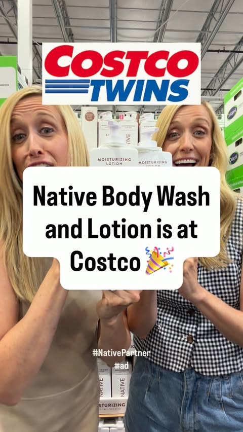 Instagram post by @costco.twins for Native. Caption reads: #ad #NativePartner We just found a new Costco....