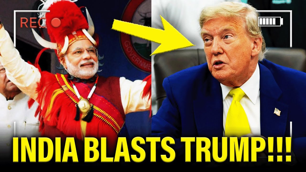 YouTube post by @MeidasTouch for Dose. Caption reads: FURIOUS India DESTROYS Trump in PUBLIC ADDRESS.