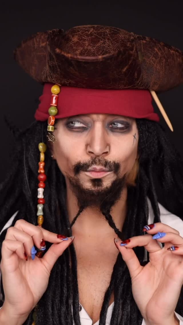 Instagram post by @sarah_louwho for Mehron Makeup. Caption reads: Not all treasure is silver and gold, mate. 🏴‍☠️....