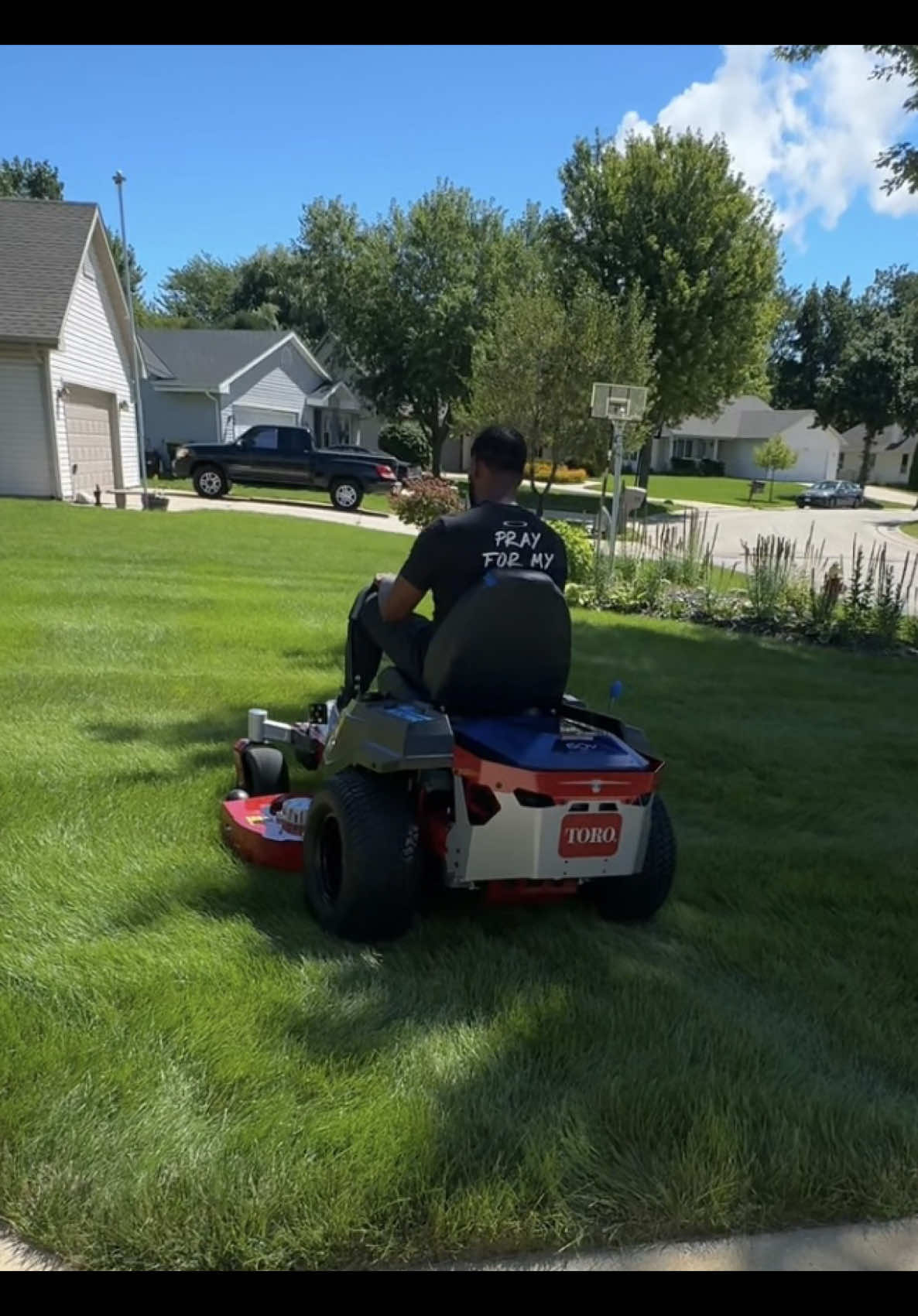 TikTok post by @caseyandrashad for Simple Lawn Solutions. Caption reads: It was just a matter of time before he started to....