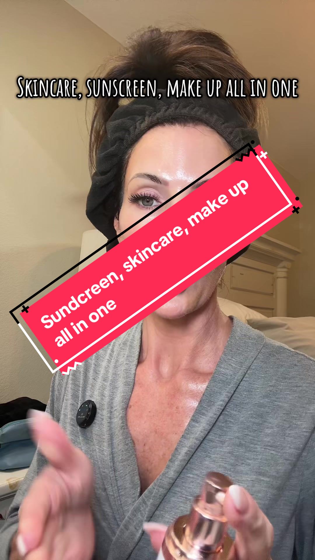 TikTok post by @glowupjourneywithrachel for DRMTLGY. Caption reads: Sunscreen, skincare, make up all in one. @DRMTLGY....