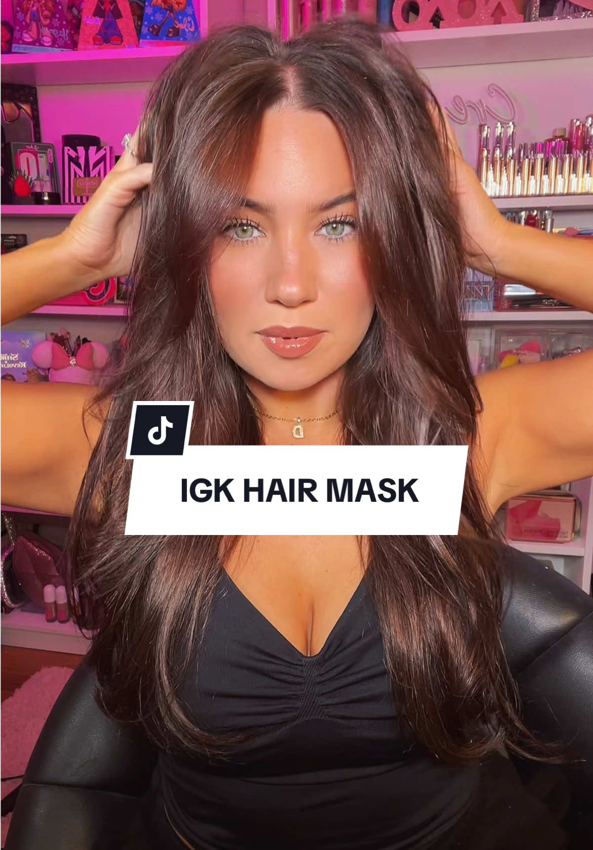 TikTok post by @danielleelliott__ for IGK Hair. Caption reads: [...] change 💋 #hair #hairtransformation #hairtok....