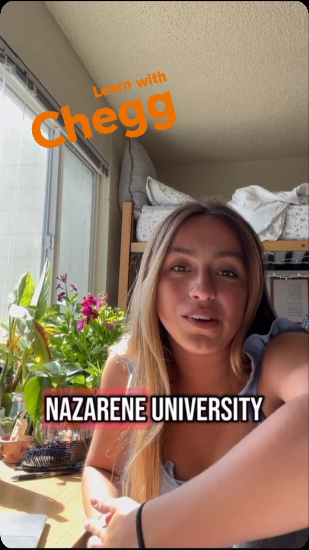 Instagram post by @sofiafreyre for Chegg. Caption reads: Honest Opinion on Point Loma Nazarene University!!....