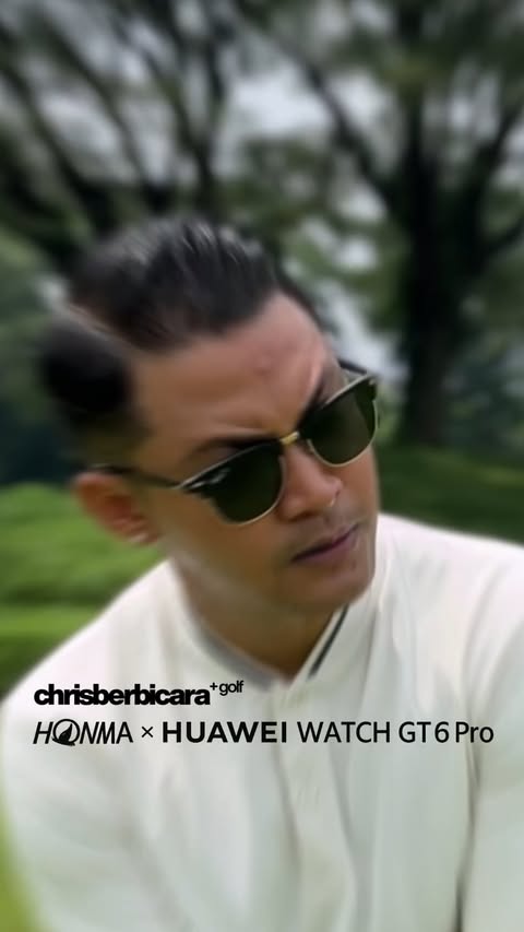 Instagram post by @chrisberbicara for huawei. Caption reads: I may not be a pro, but the HONMA x HUAWEI WATCH....