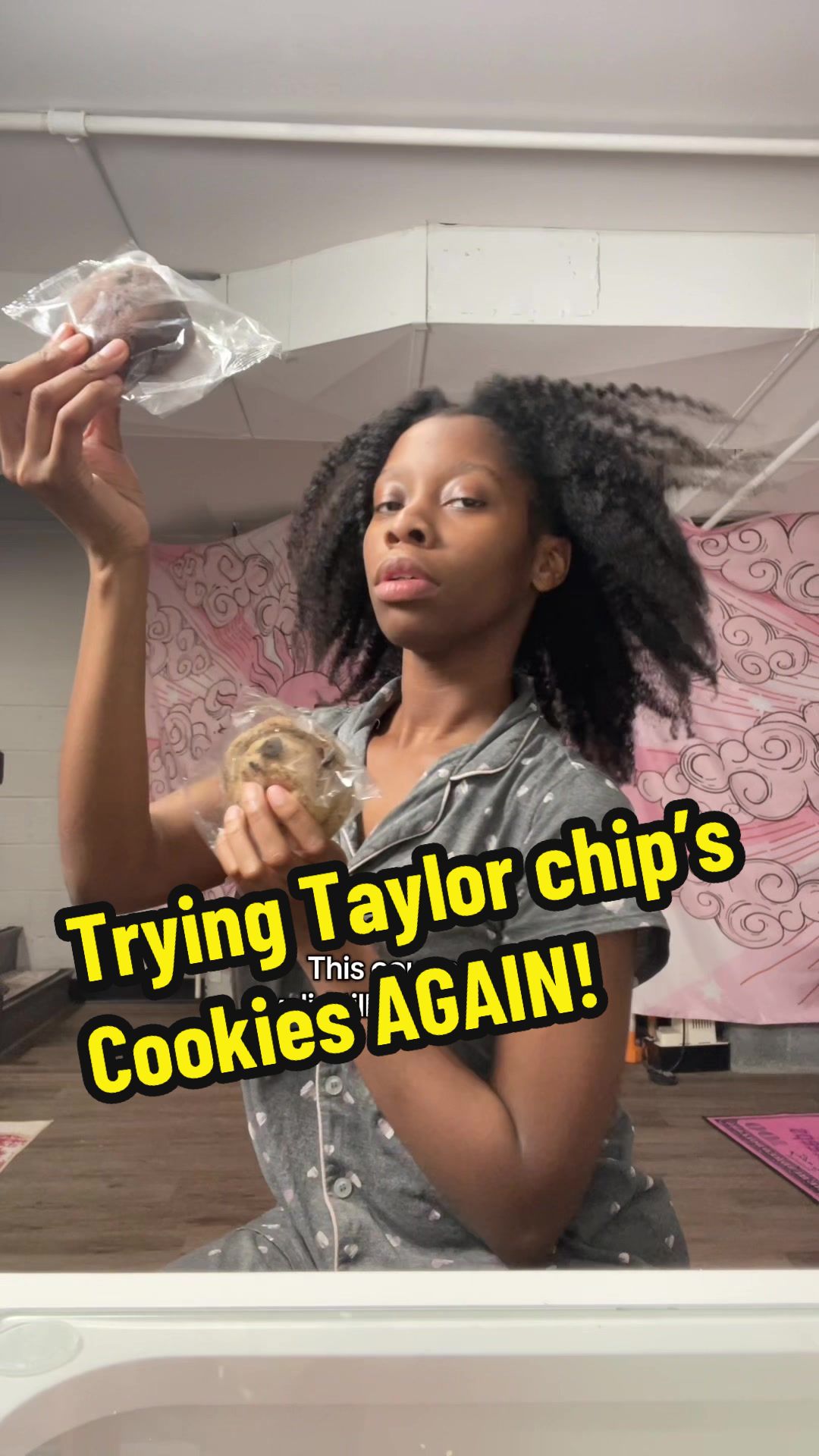 TikTok post by @iamkrystal03 for Taylor Chip. Caption reads: Trying @Taylor Chip cookies AGAIN! 😭 Stay tuned....