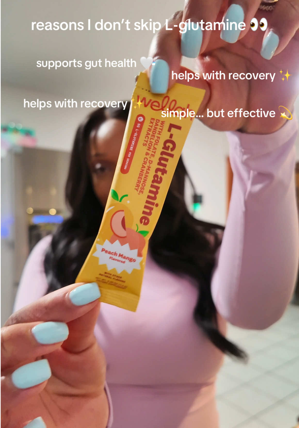 TikTok post by @glowwithtae for Wellah Nutrition. Caption reads: [...] and overall wellness routine this @Wellah....