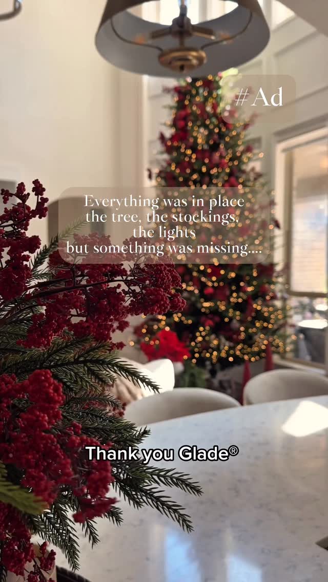 Instagram post by @touchesofwood_lexi for Glade. Caption reads: #Ad My home was already decorated for the holidays....