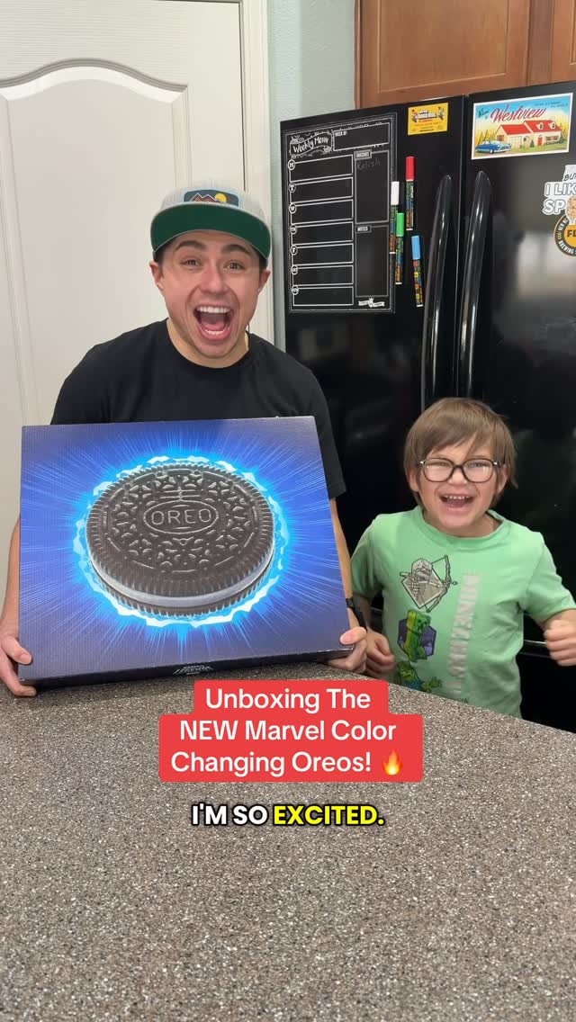 Instagram post by @dannydorito23 for Marvel Entertainment. Caption reads: Color changing Marvel Oreos?! 🤯 @oreo @marvel....
