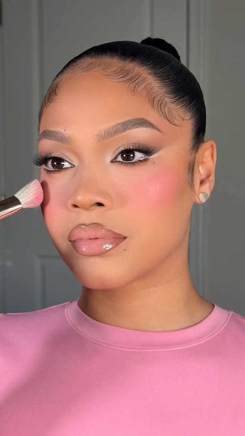 Instagram post by @logannicolemua for Patrick Ta. Caption reads: [...] new favorite way to apply blush using....