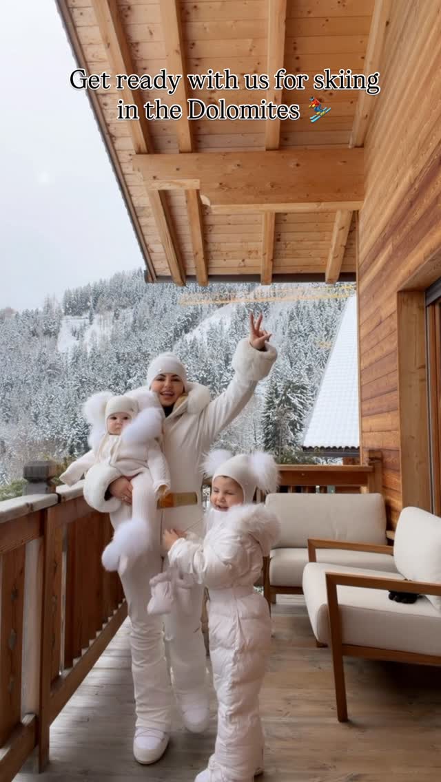 Instagram post by @jonida.teli for Goldbergh. Caption reads: [...] in the Dolomites ⛷️ _________ Outfit:....