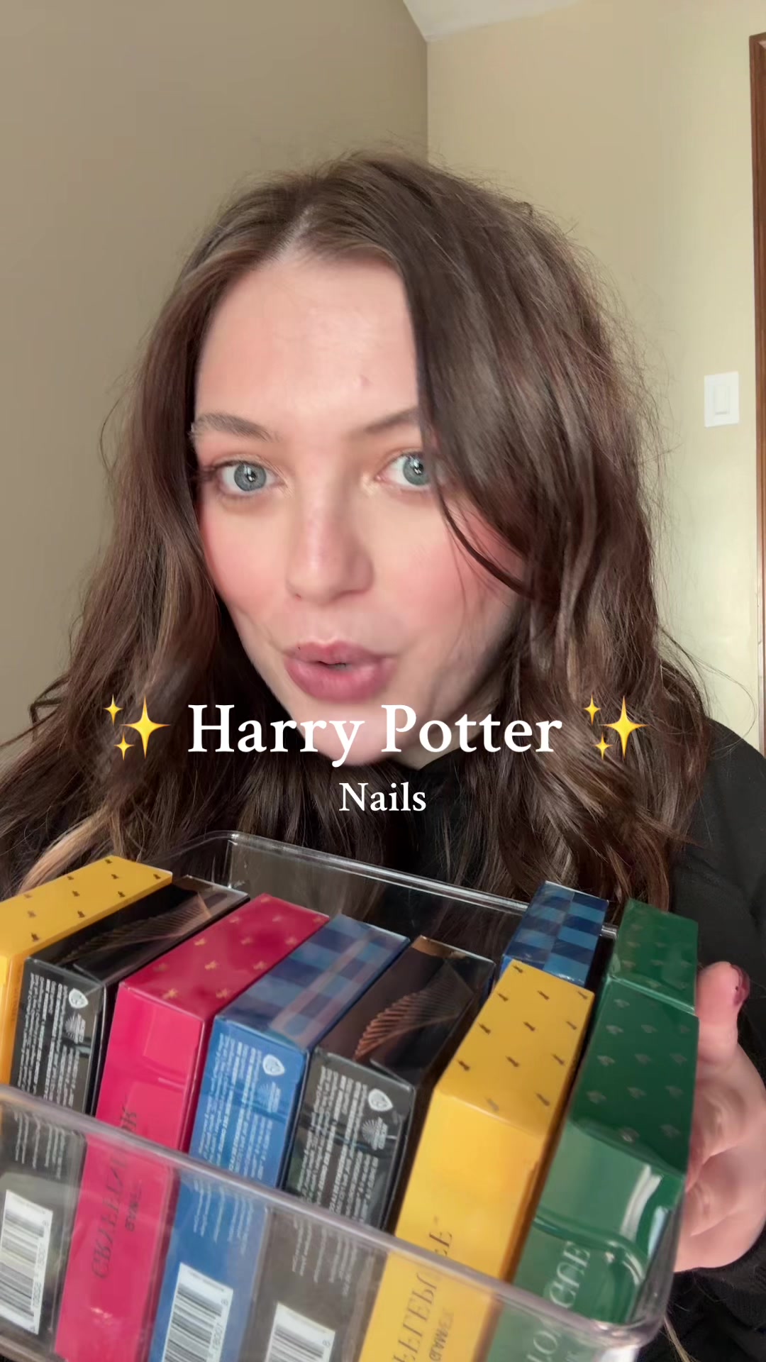 TikTok post by @alisonbates for Glamnetic. Caption reads: Harry Potter Nails @Glamnetic #pressonnails #nails....