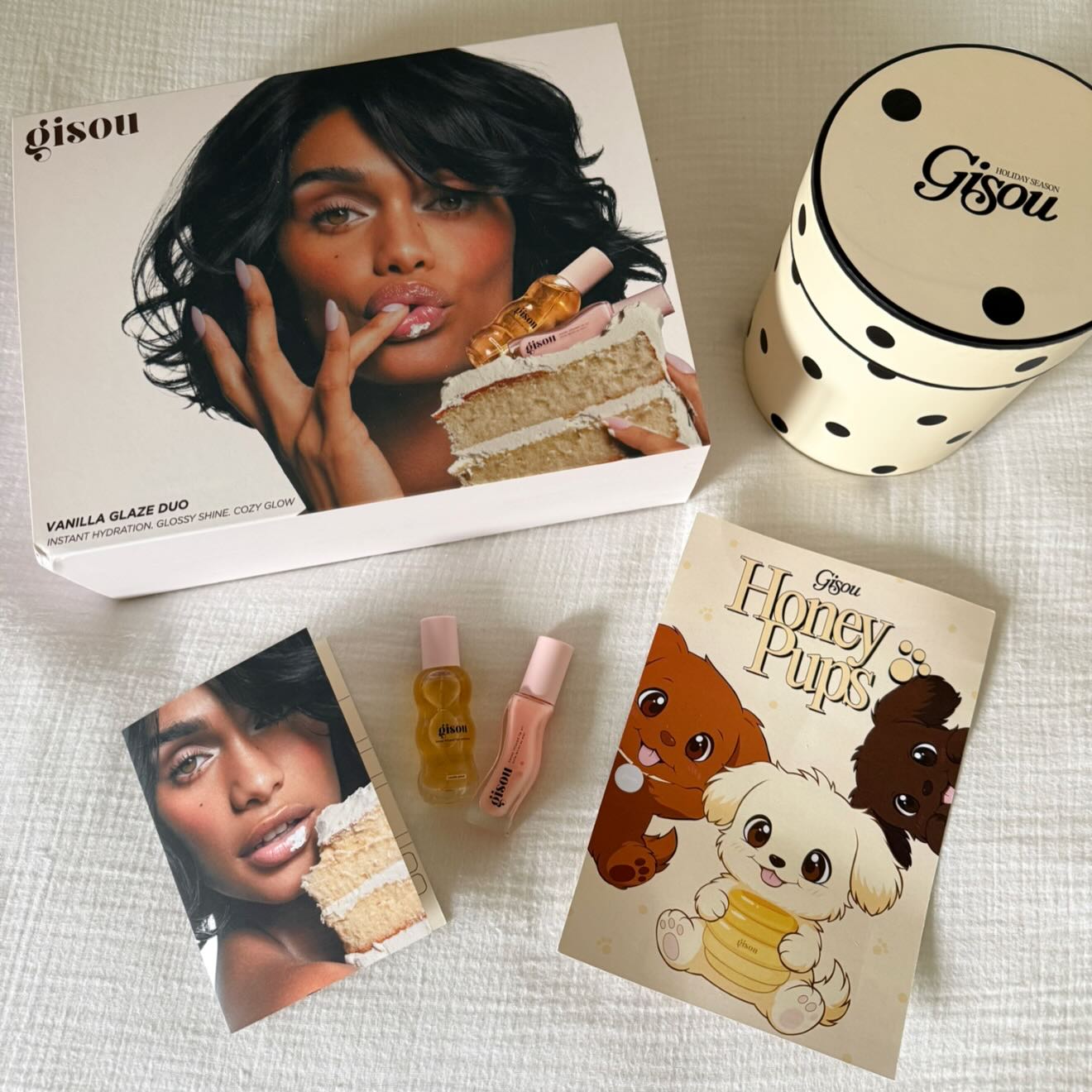 Instagram post by an influencer for Gisou. Caption reads: dreamy 🍰💓🐶💭 @gisou PR/gifted - #gisou #cute....