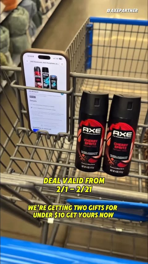 Instagram post by @couponingwithstar for AXE. Caption reads: [...] to RUN to @walmart for this MAJOR deal on....