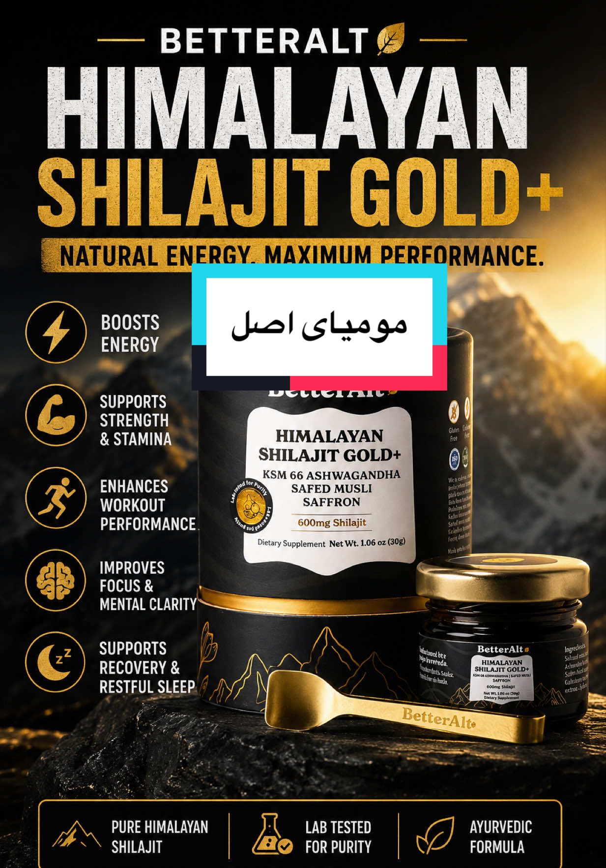 TikTok post by @officialarsalanak for Better Alt. Caption reads: Natural Energy & Stamina Boost 💪 @Better Alt....
