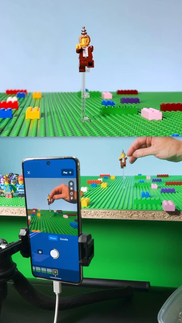 Instagram post by @kevinbparry for LEGO. Caption reads: #Ad How I animated this fun, LEGO Minifigure loop!....