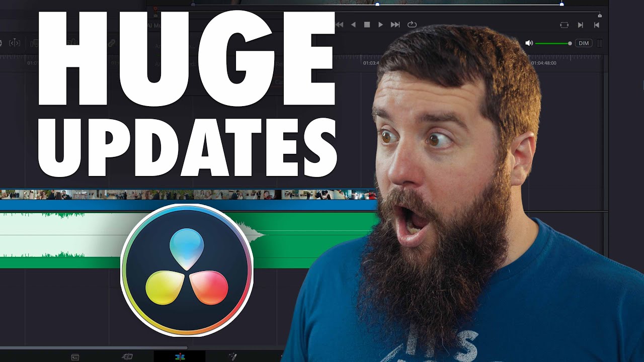YouTube post by @whoismatt for Audiio. Caption reads: HUGE DaVinci 20 Resolve Updates For Wedding Video....
