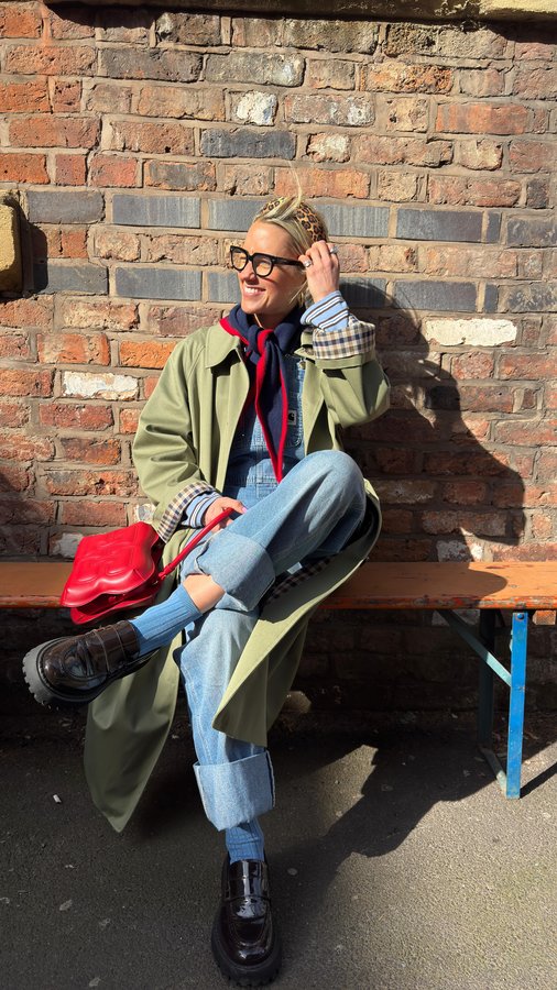 Instagram post by @goodmannersstyle for Damson Madder. Caption reads: [...] 🫶🏼

Tee and jacket @damsonmadder via....