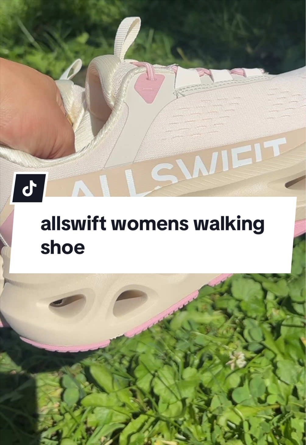 TikTok post by @kristenshobert for Allswifit. Caption reads: [...] #HandsFreeShoes #SlipOnSneakers....
