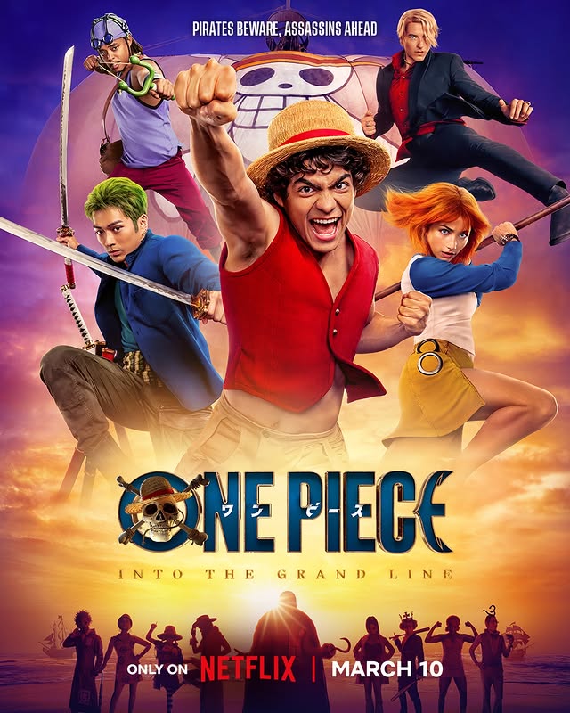 Instagram post by an influencer for Unknown Brand. Caption reads: Brand new poster for One Piece! Trailer drop....