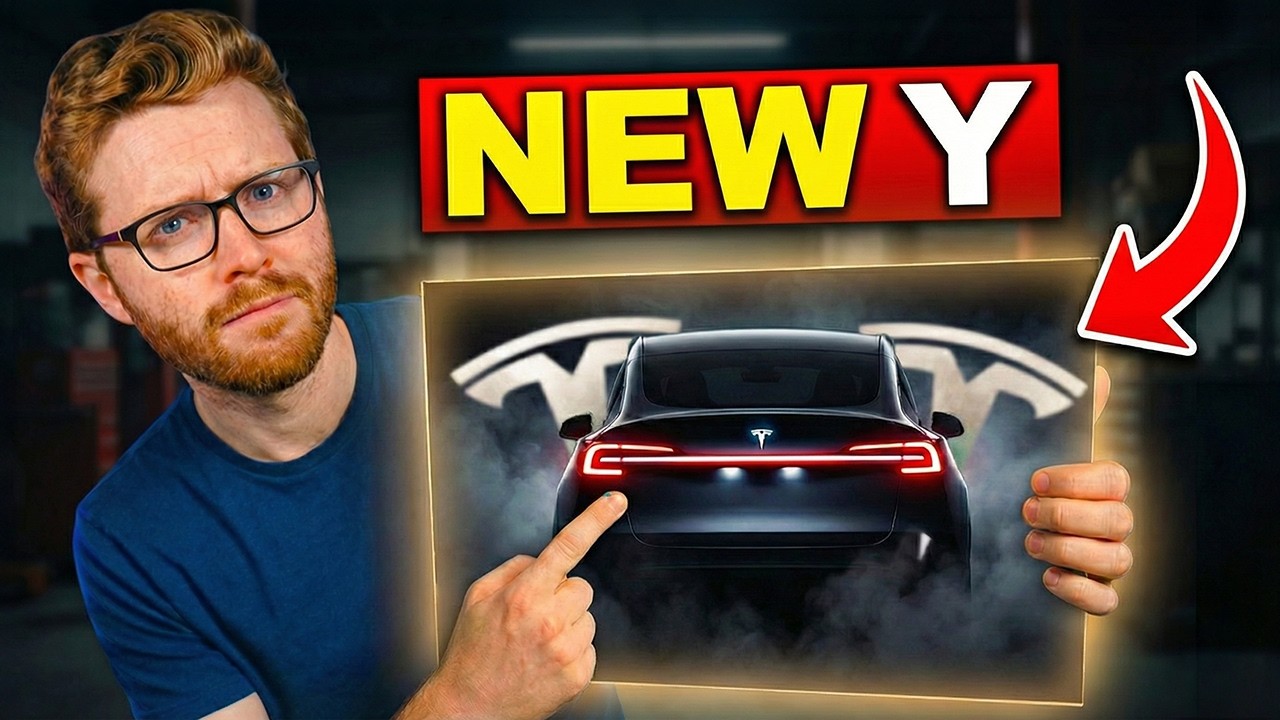YouTube post by @RobertRosenfeld1 for Tesla. Caption reads: SURPRISE! Tesla Launches NEW Model Y For 2026!.