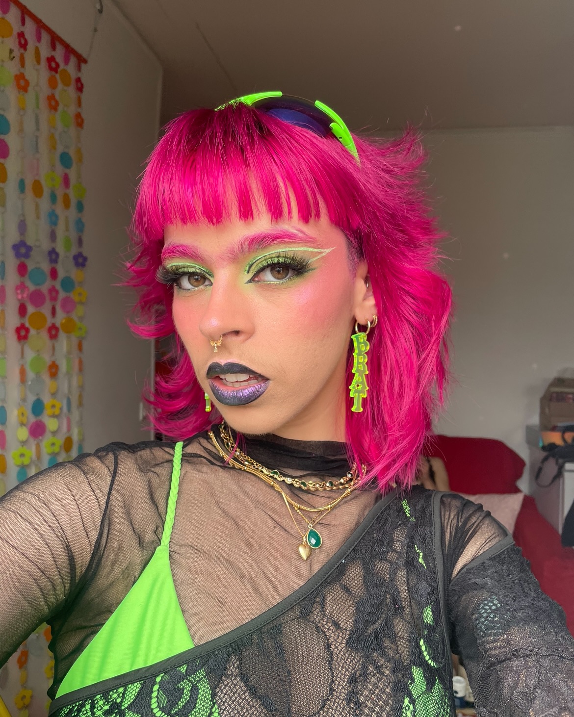 Instagram post by @laurane.rose for rimmellondon. Caption reads: my brat outfit to celebrate the brat anniversary....