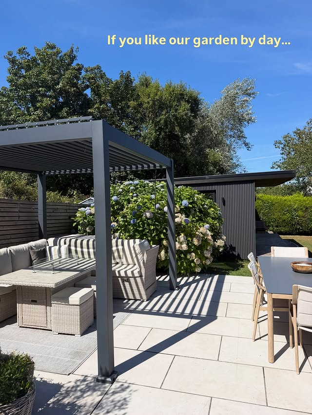 Instagram post by @_lifeatdallas for Blinds 2go. Caption reads: [...] Our new Adelaide Slate Pergola from....