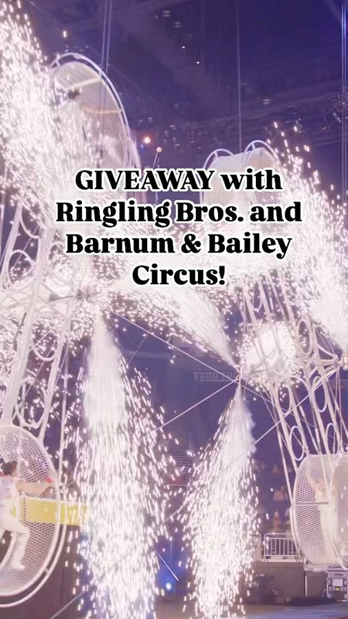 Instagram post by @dcmoms for Ringling. Caption reads: [...] 4️⃣ tickets to the Opening Night of....