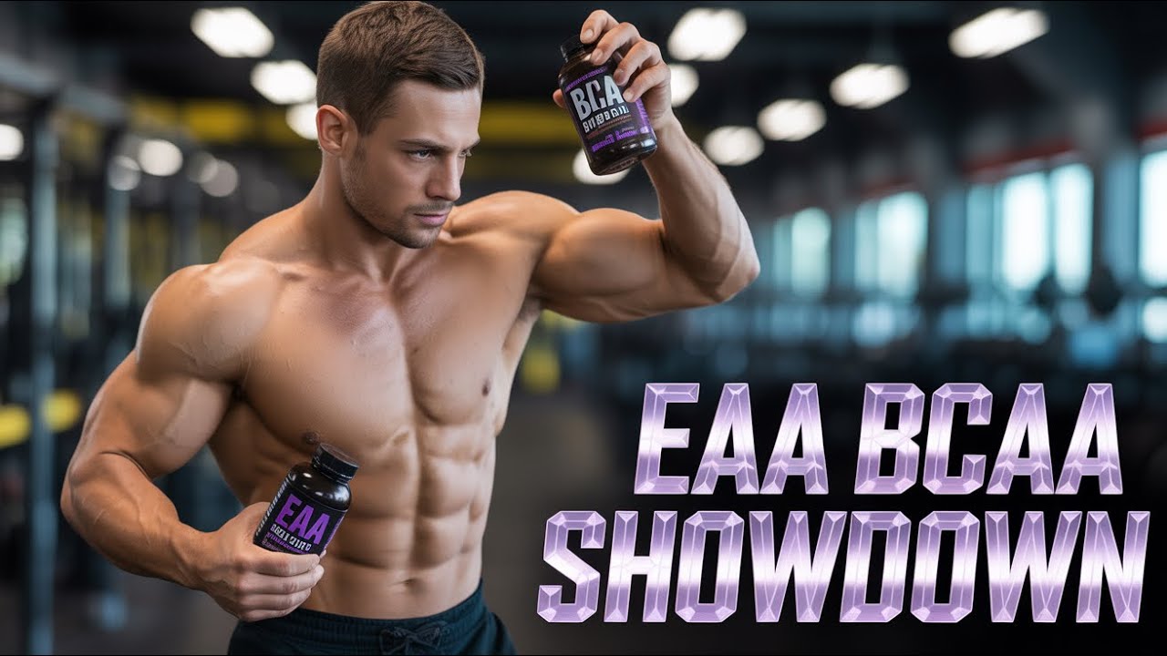 YouTube post by @GazeyFitness for IM8Health. Caption reads: Stop Wasting Money: The Truth About EAAs vs BCAAs.