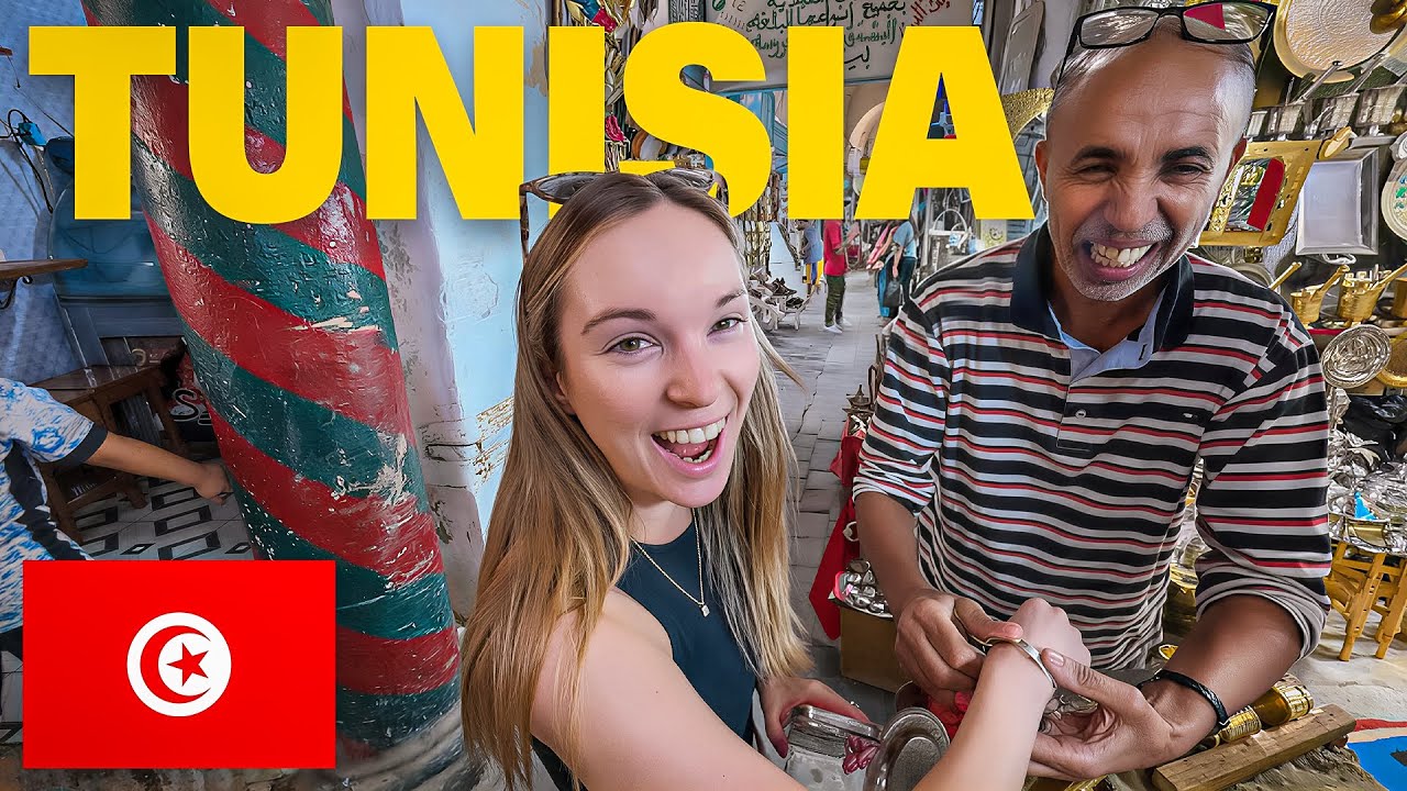 YouTube post by @bevetravels for SafetyWing. Caption reads: First Impressions of TUNIS, TUNISIA 🇹🇳 (Extreme....