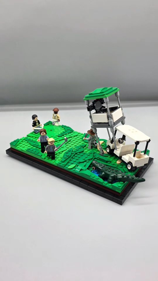 Instagram post by @justapeeler for Minifigs.me. Caption reads: “Just tap it in. Just… tap it in.” – Chubbs....