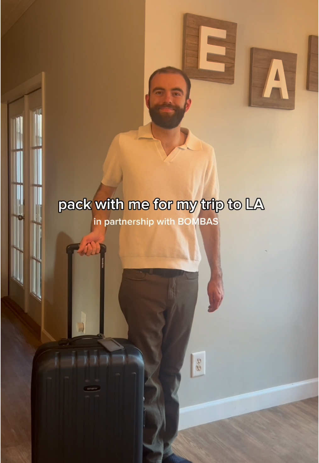 TikTok post by @connortomlinson5 for Bombas. Caption reads: Traveling without @Bombas ? Couldn’t be me.  Head....