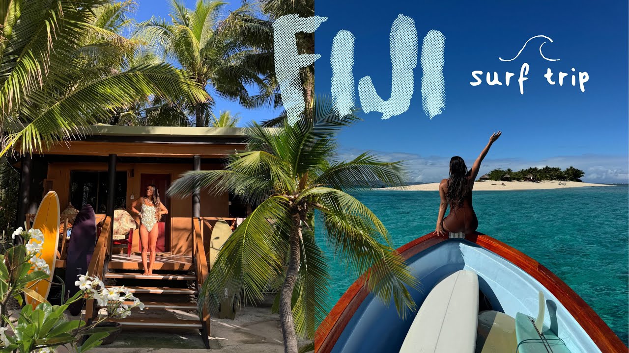 YouTube post by @ErynKrouse for JOLYN. Caption reads: Fiji surf trip at NAMOTU island 🏝️🇫🇯.