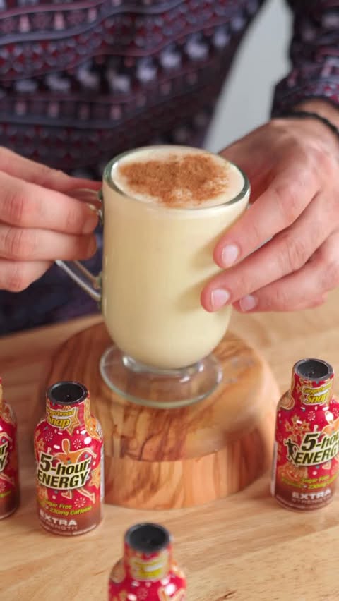 Instagram post by @servedbysammy for 5-hour ENERGY. Caption reads: Gingerbread ENERGY NOG with @5hourenergy 

The....