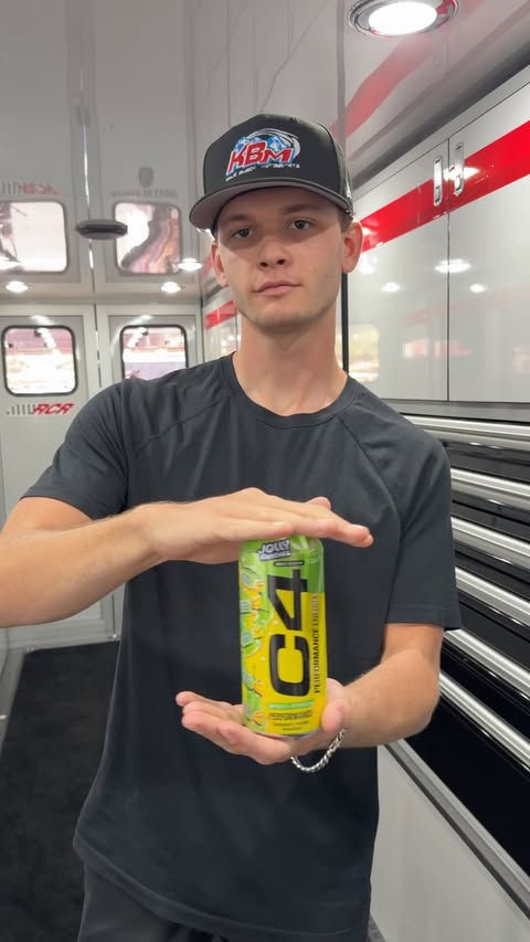 Instagram post by @jesselovejr for C4 Energy. Caption reads: pre race ritual @c4energy #c4partner #nascar....