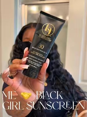 TikTok post by @alaysiabahja for Black Girl Sunscreen. Caption reads: [...] skin raw dog the sun ever again @Black Girl....