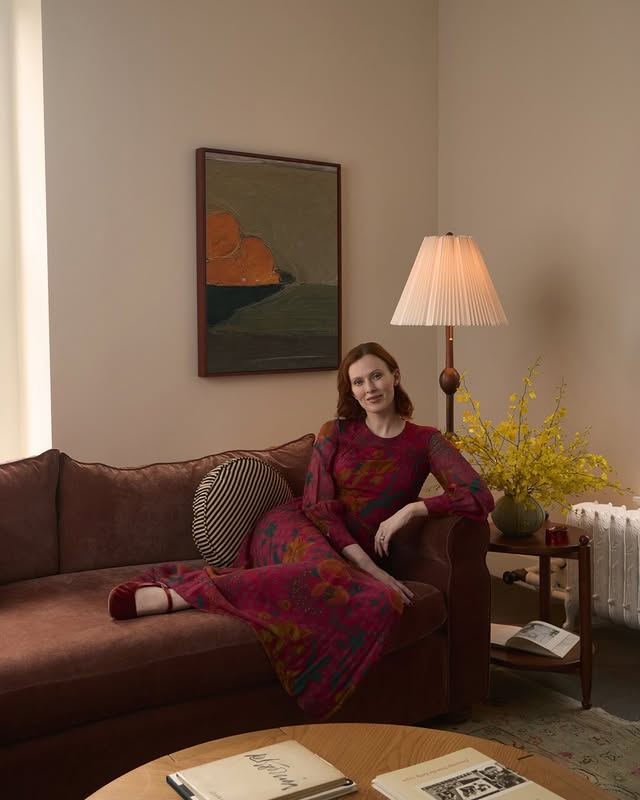 Instagram post by @misskarenelson for West Elm. Caption reads: Pierce and Ward are dear to my heart. We first....