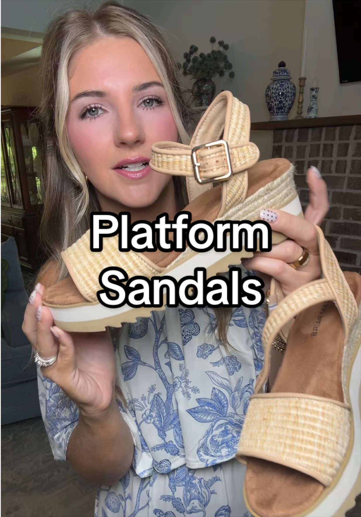 TikTok post by @caleighdeal for Dream Pairs. Caption reads: [...] #womensshoes #raffiasandals @Dream Pairs.