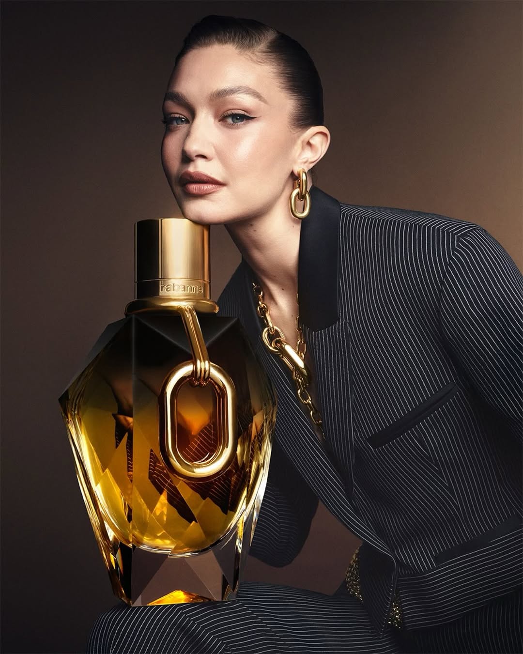 Instagram post by @gigihadid for rabanne. Caption reads: it’s always golden hour with @rabanne....