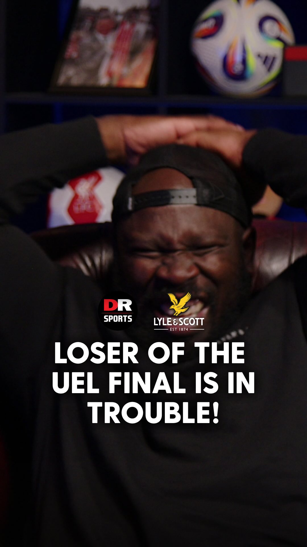 Instagram post by @drsports_media for Lyle & Scott. Caption reads: Ex and KG just realised that the loser of the UEL....